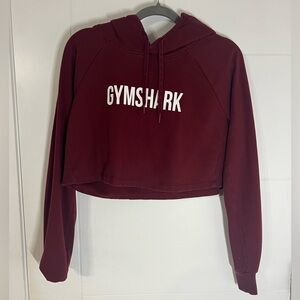 Gymshark Burgundy Cropped Long Sleeve Hoodie Size M